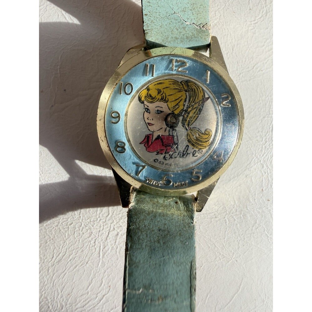 Vintage 1963 Mattel Barbie Ponytail Wristwatch With Blue Band
